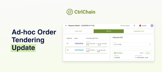 Feature Update - Ad-Hoc Order Tendering