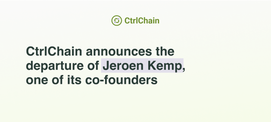 CtrlChain announces the departure of Jeroen Kemp